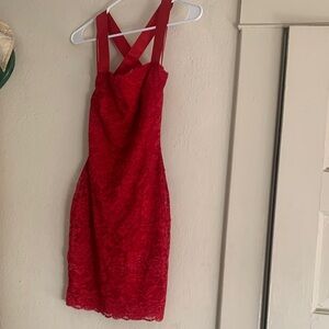 Guess Red Lace Mini Dress